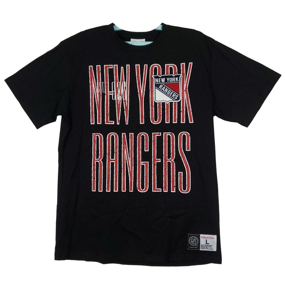 NY Rangers Mitchell & Ness NHL L Large Shirt Established 1926 NYR Art Black NWT